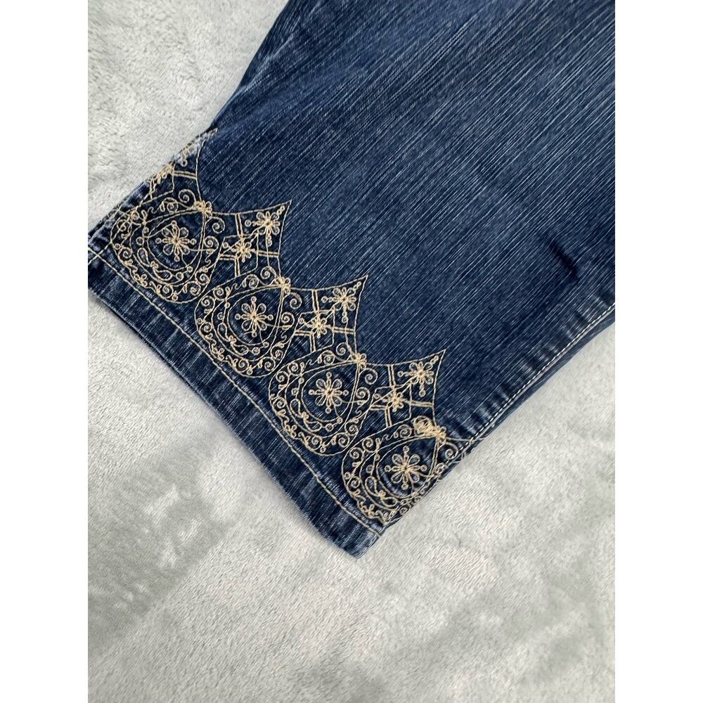 Vintage Y2K Gloria Vanderbilt Women's Size 12 Denim Capris Stretch Embroidered - Picture 4 of 5